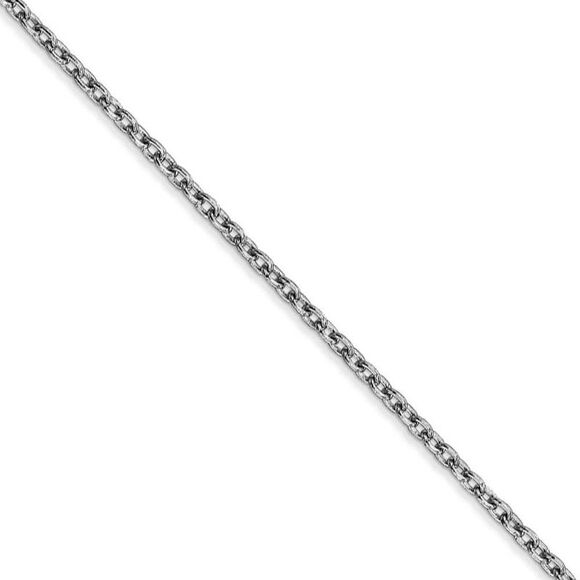 2mm 14k White Gold Solid Link Cable Chain Necklace 24 Inch